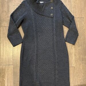 Studio One New York Gray Cable‎ Knit Sweater Dress Women's XL